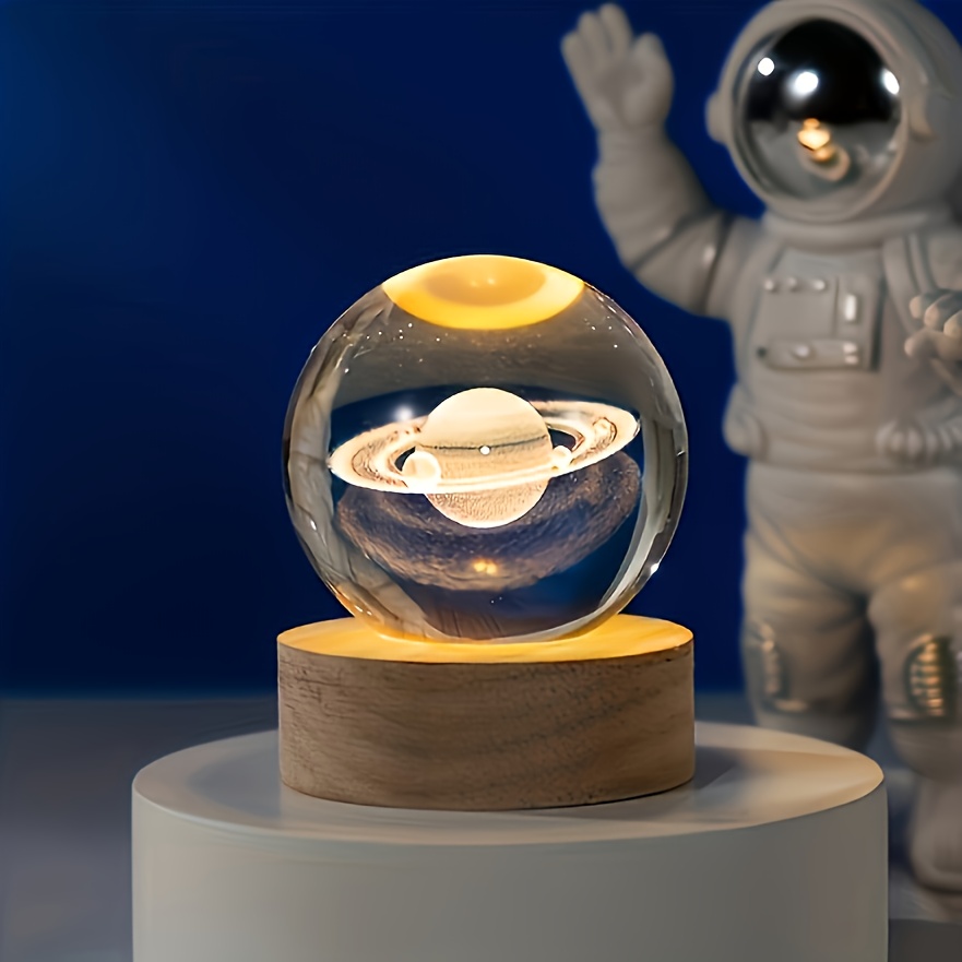 A Delightful Galaxy Crystal Ball Night Lamp Featuring a Warm LED Base, Powered by USB. This High-Quality Space-Themed Decor Is Perfect for Astronomy Lovers And Makes an Excellent Gift for Valentine'S Day, Christmas