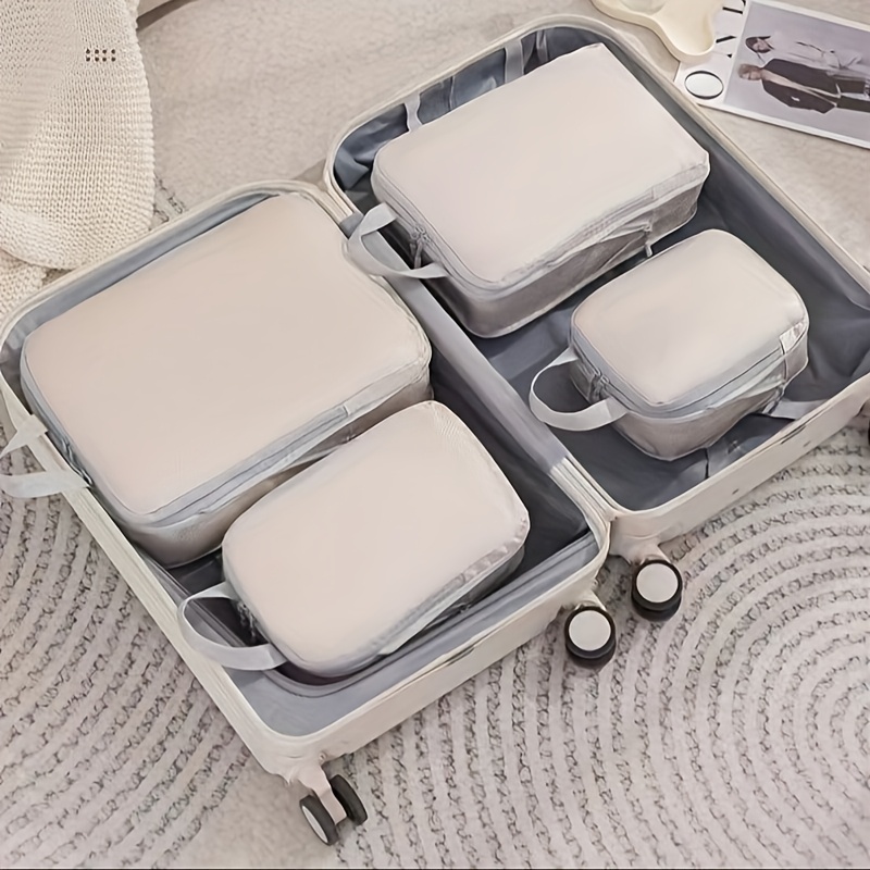 

4pcs Organizer Set, Packing Cubes , No , Unprinted Luggage For Clothes And