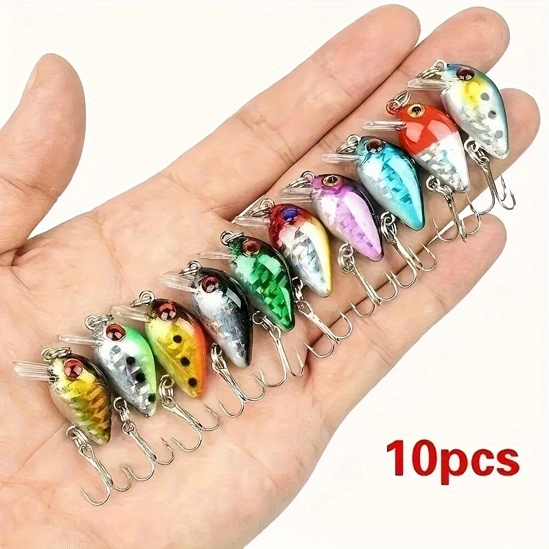 

10pcs Mini Crankbait Fishing Lures - Realistic Swimming Action, Sharp Hooks, Abs Construction For Freshwater & Saltwater Angling