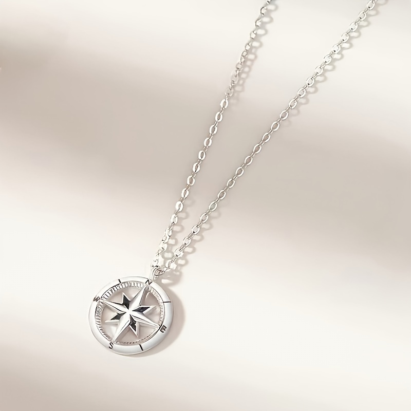 

2pcs 925 Geometric Compass Pendant Necklace With Star - Elegant, Dainty, And Jewelry For Women And Girlfriend - Perfect Gift For Any , Autumn/winter Christmas Styles