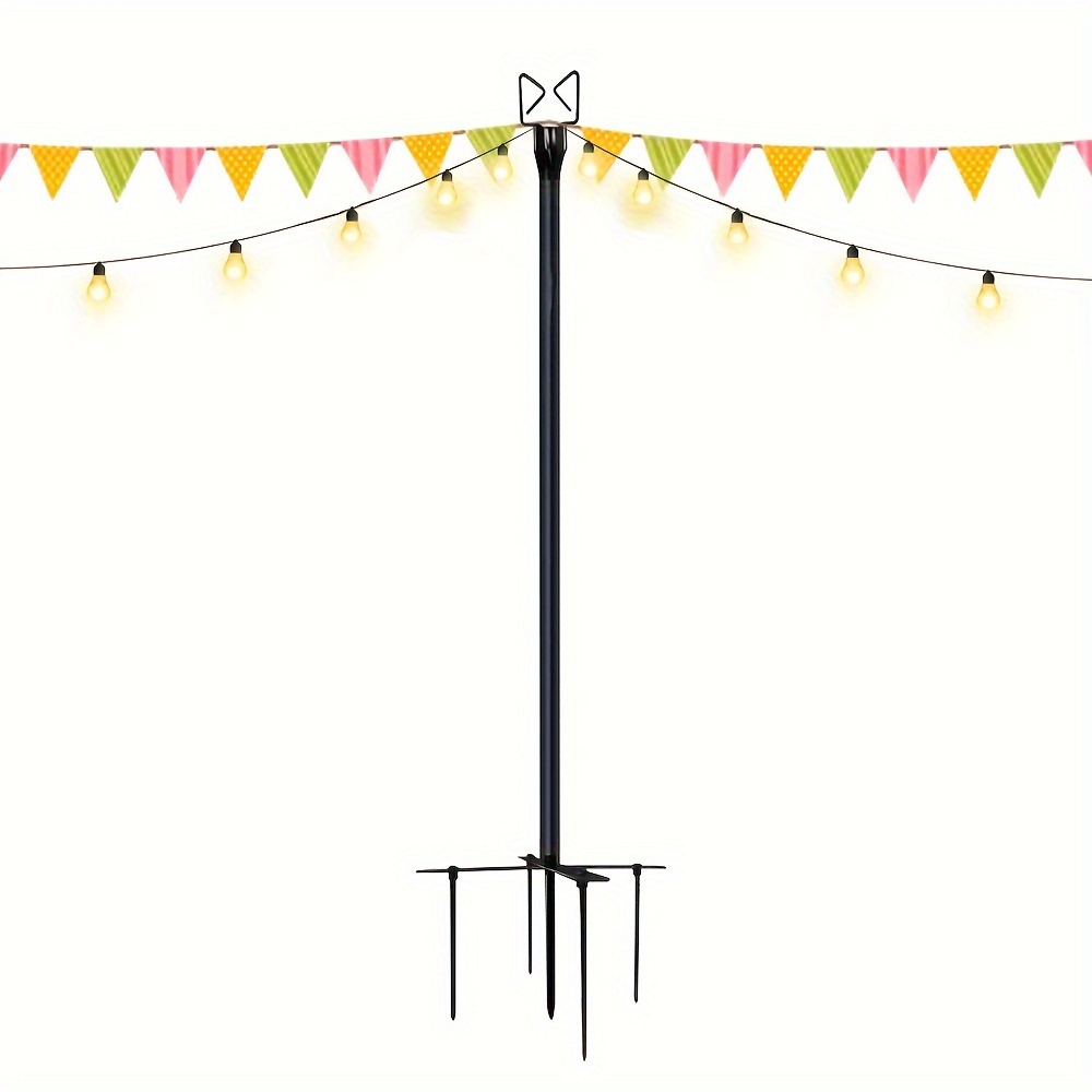 

1pc String Light Poles, 10 Ft Light Poles For Outside String Lights, Outdoor Light Poles With Fork, Metal Poles Stand For Patio Deck Backyard