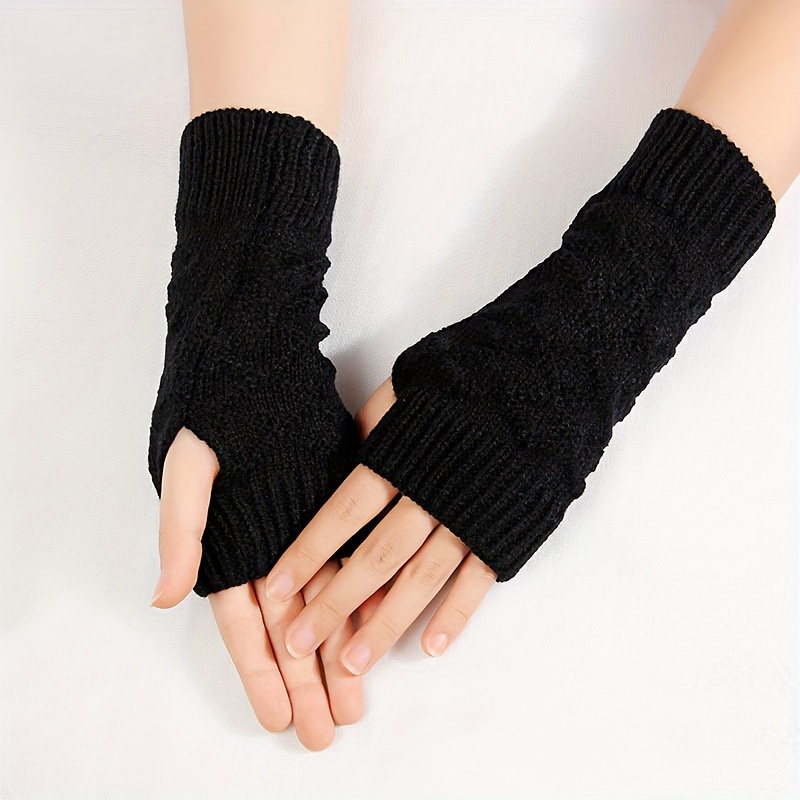 

Cozy Knit Fingerless Gloves For Women - Warm, Stretchy Arm Sleeves With Wrist Protection, Pattern, Fits All