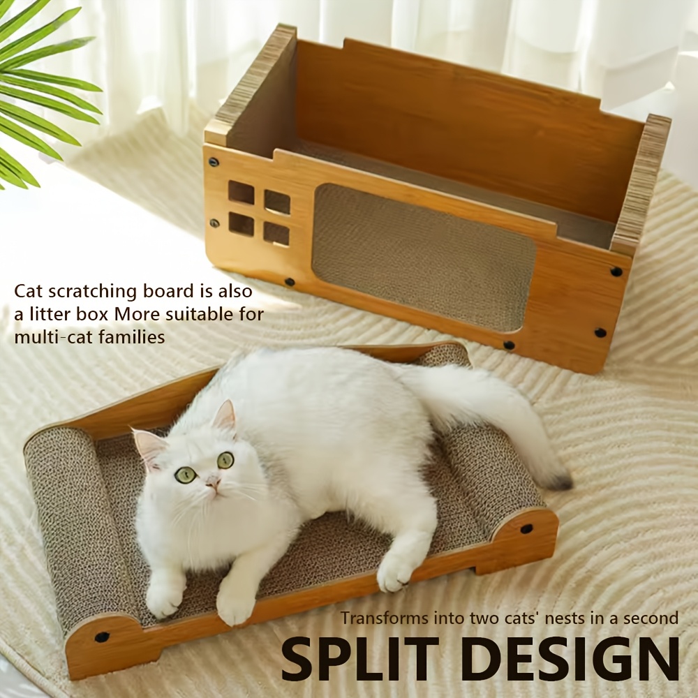 

Vertical Playhouse Cat Tower - Scratching Pads - Sturdy Double-layer Corrugated Cardboard Cat Scratcher With Integrated Pet Bed, -resistant Design, Playballs, And Space For Cats To Relax And Play