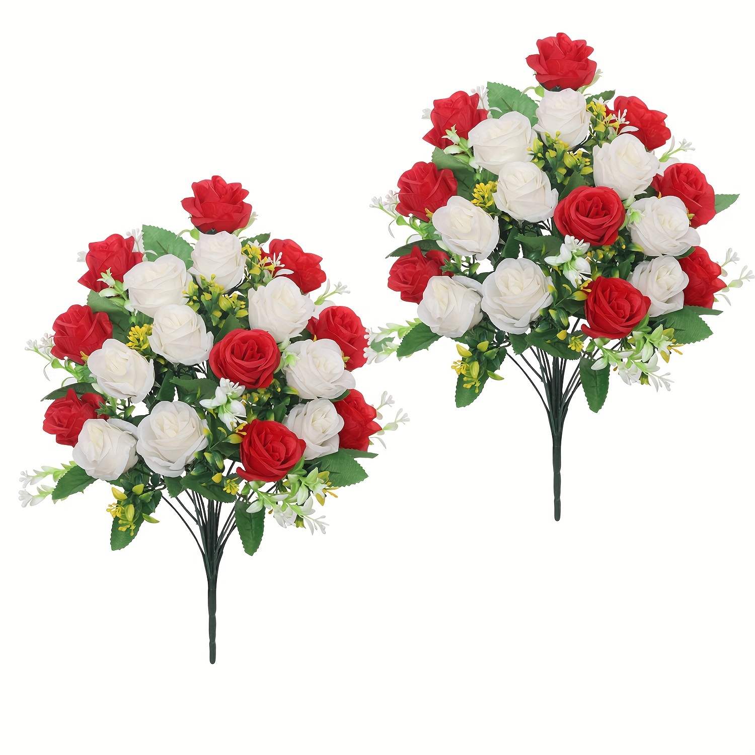 

2pcs Lifelike Artificial Rose Bouquets For Home, Party, Porch & Outdoor Decor - Fabric