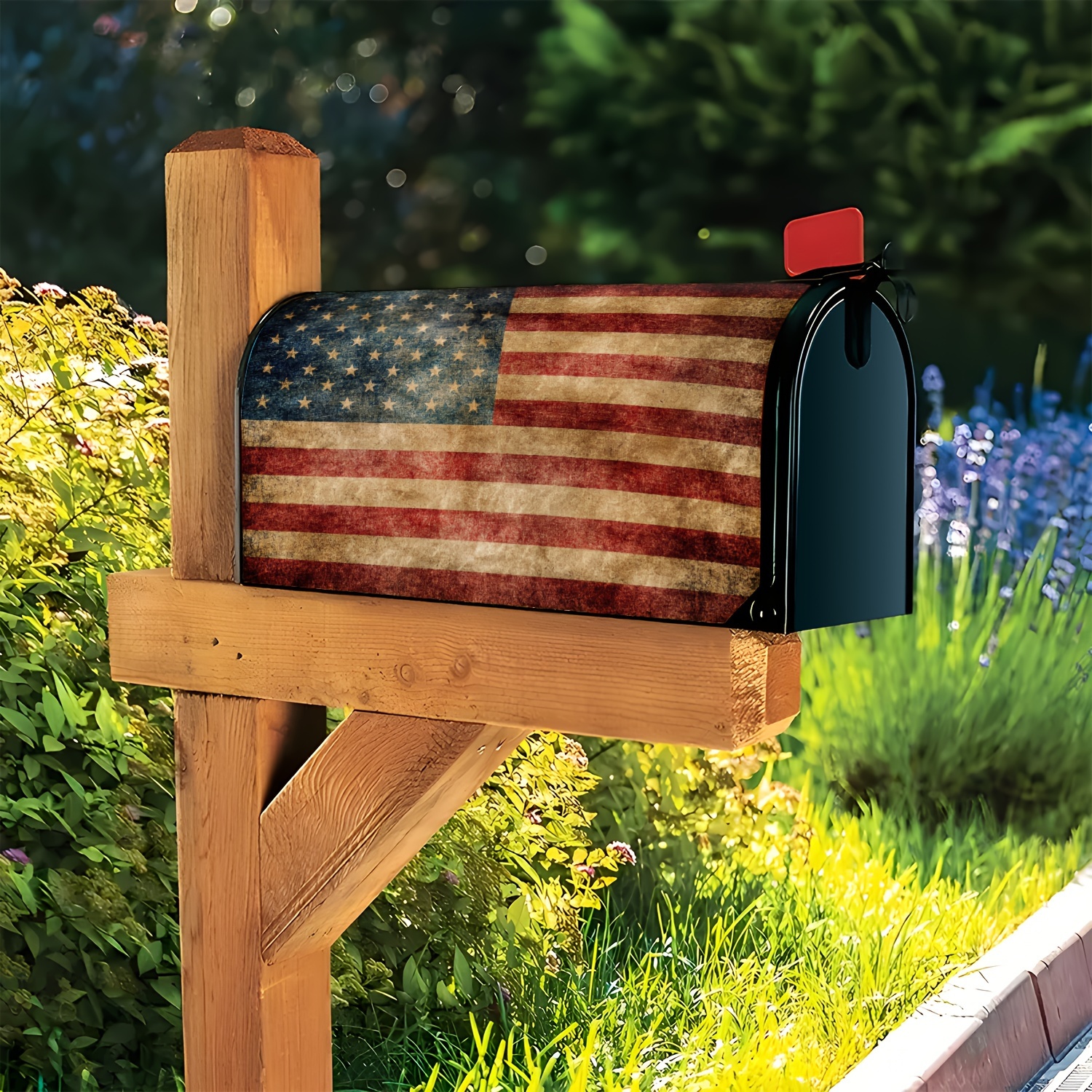 

1pc, Retro American Flag Mailbox Cover Magnetic Covers Wraps Large Size 18*21inches For Garden Yard Decor