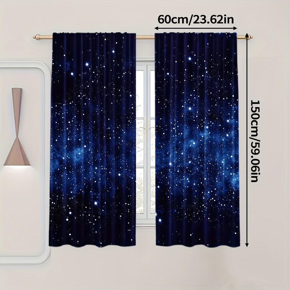 TEMU 2pcs, Abstract Art Curtains, Fantasy Space Starry , Polyester, For Kitchen, Farmhouse, Living Room, And Bedroom Decor, (rod Free)