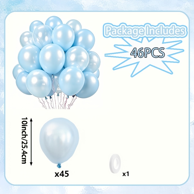 TEMU Juego de 46 globos de látex azul perla, globos azul perla , adecuados para fiestas de , revelación de género, despedidas de soltera, , reuniones