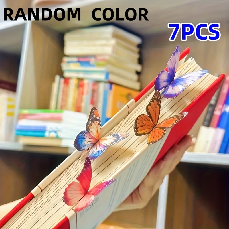 TEMU 2pcs/7pcs Marque-pages en Papier Papillon 3D Esthétique et Créatif, avec Carte de Message, Style Aléatoire