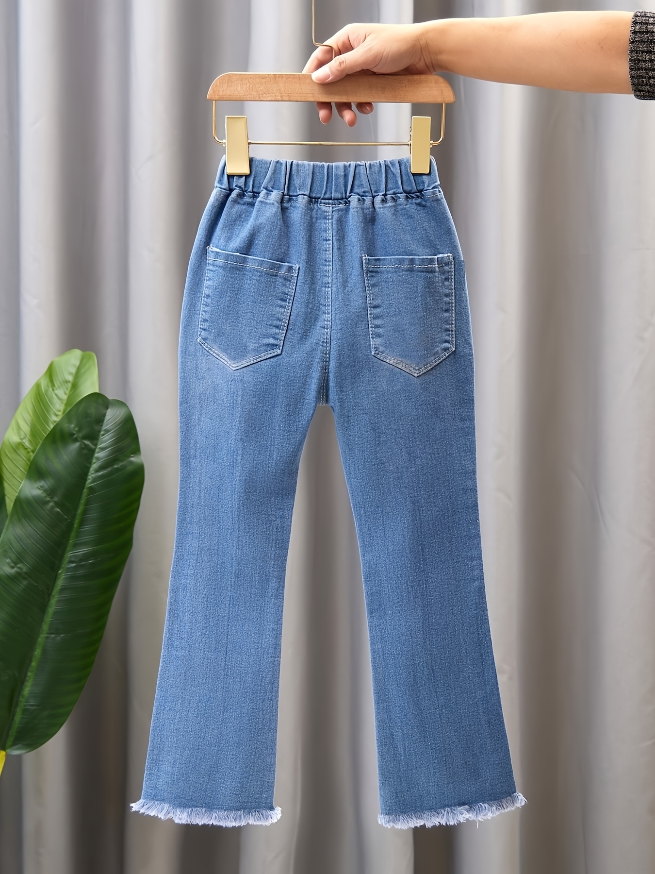 Fashionable And Casual Bell-Bottom Jeans for Girls, Suitable for Young  Children, Featuring a Bohemian Polka with Mesh, 3D Bows, P
