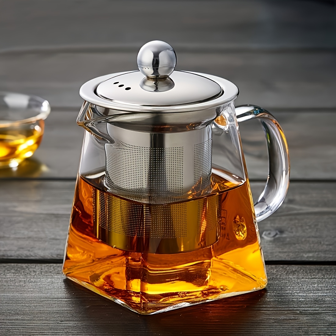 1pc Thick High-temperature Resistant Glass Teapot With Stainless Steel Filter, Large Capacity For Herbal Tea, Black Tea, And Flower Tea - Ideal For Home Use, No Electricity Required