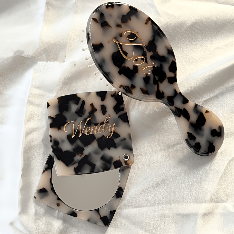 TEMU ["Personnalisation] 2pcs, Ensemble peigne et de Cosmétique avec nom personnalisé, Ensemble et peigne avec nom personnalisé, Cadeau de demoiselle
