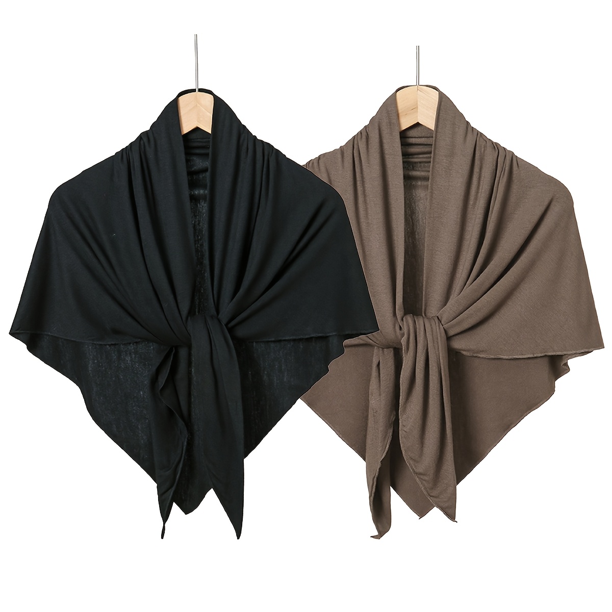 Image of 2pcs Soft Turkish-style Scarves For Women - Light Beige-friendly, Breathable & Comfortable Polyester White & Black - Perfect For Casual Wear, Daily Use, Or Gifting