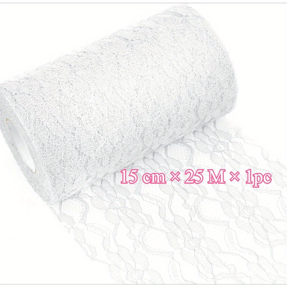 Image of 1/2pcs Table Runner Lace White 15cm X 12/25m Lace Fabric Decorative Table Runner Washable With Delicate Lace For Wedding Christening Festive Decoration For Special Occasions
