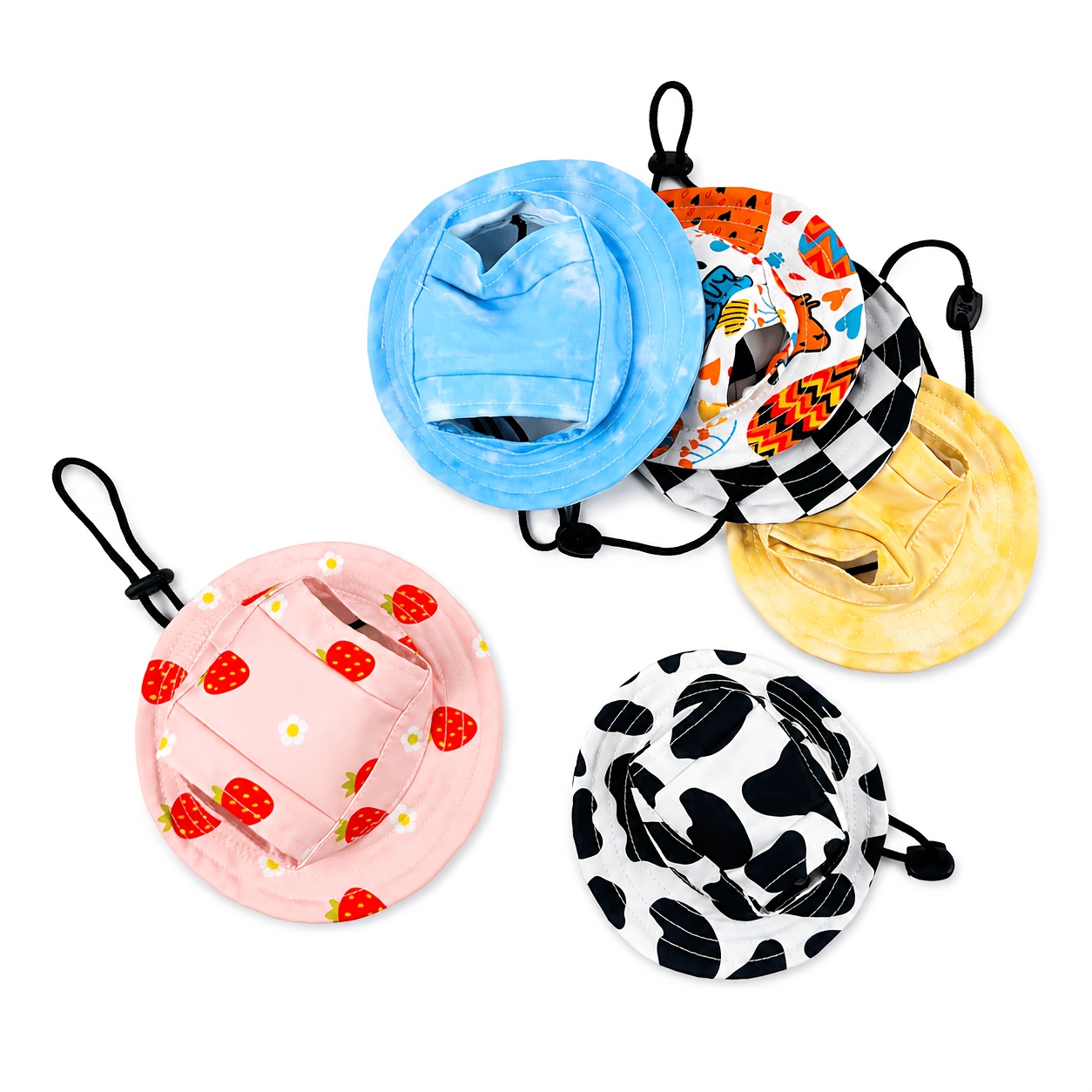   anti choking hat with adjustable strap ear exposing design fishermans cap pet headwear sun protection hat for summer Product details 9