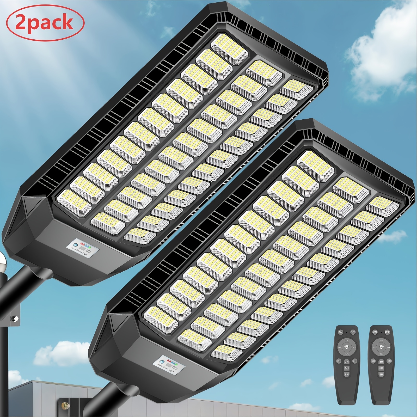 Image of Adewalk Ultra - Large Solar Lights, Solar Street Lights, Outdoor Lights With Motion Sensors, From Dusk To Dawn, Solar Security Floodlights With Remote Control (set Of 2)