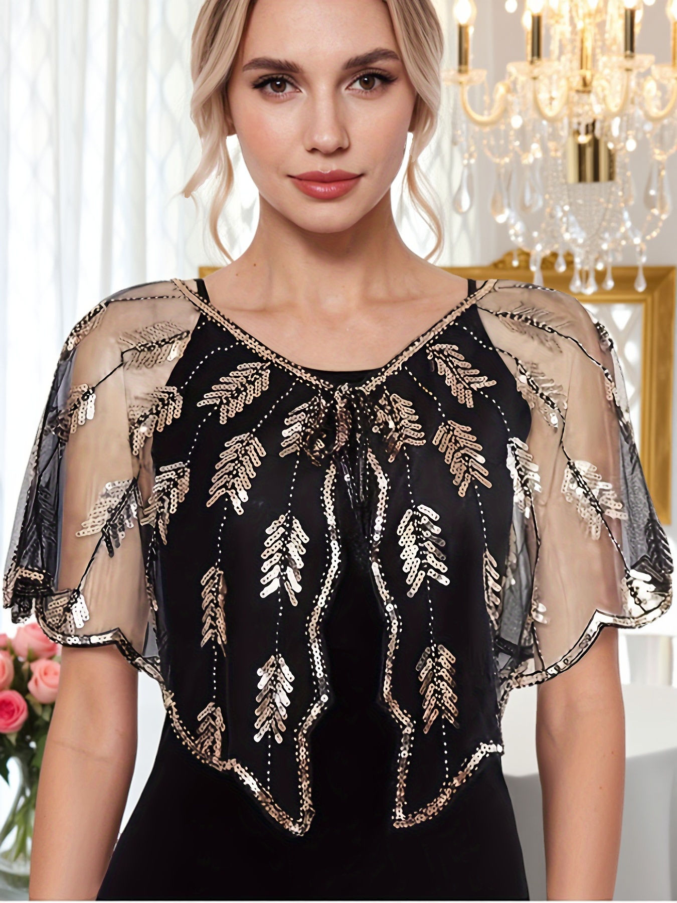 bead embroidered dress Women's To Be Clear Ivory Gold Bead Embroidered Floral Print Midi Dress | Size: S