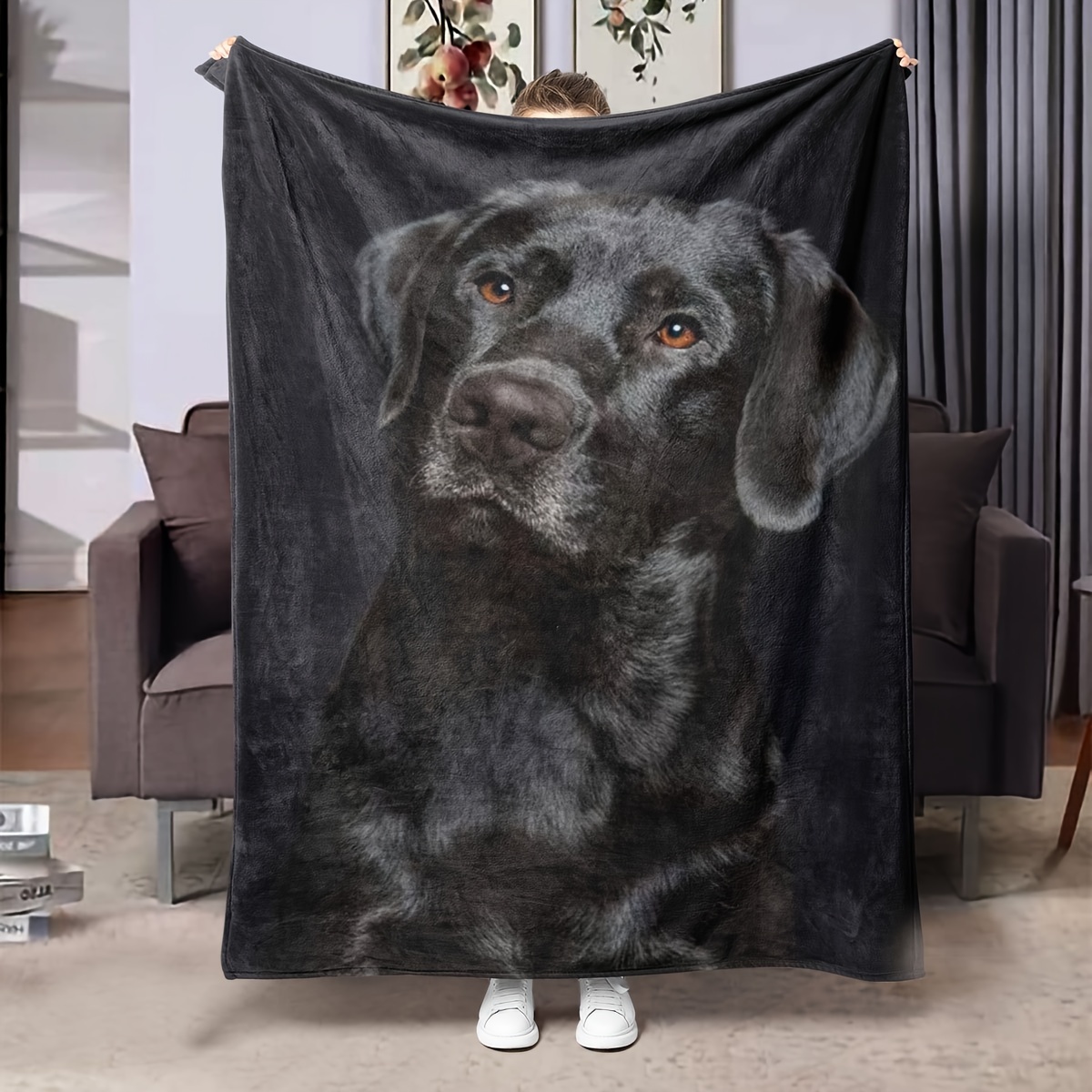 

Contemporary Flannel Blanket – Fleece For Bed, Sofa, – Theme Decor For Pet – Printed Knit