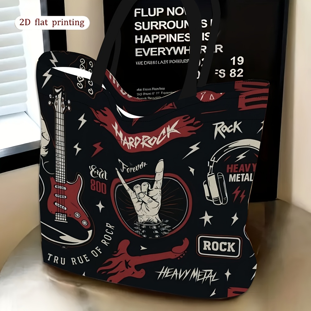 TEMU 1pc, 2d Flat [printed Design - Not Textured] Women's Shoulder Bag, Rock Element Pattern Themed Women's Shoulder Bag, For Daily Use,