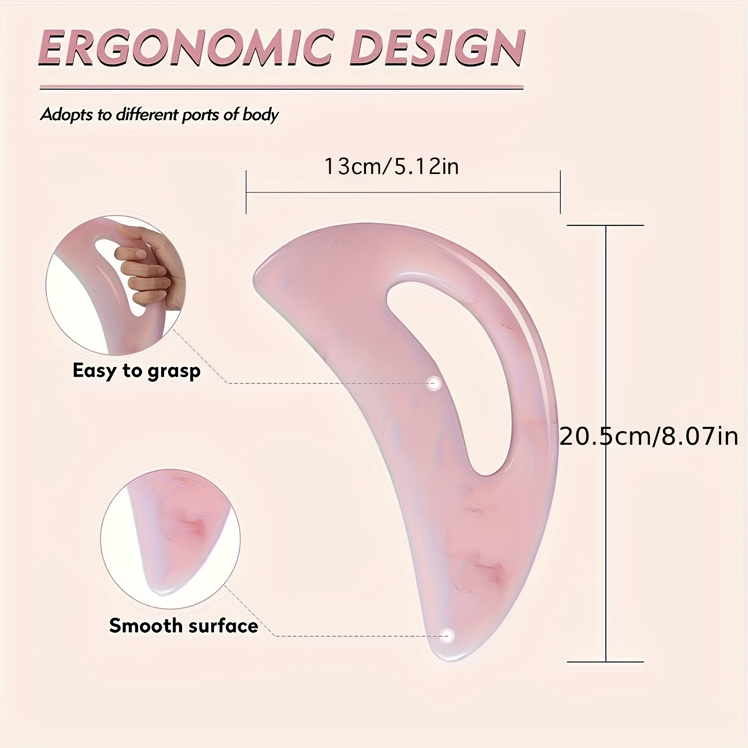 1 шт. инструмент для массажа Гуа Ша с ручкой, большой инструмент для соскабливания Гуа Ша из смолы, для массажа спины, шеи, лица и ног подробные сведения 5