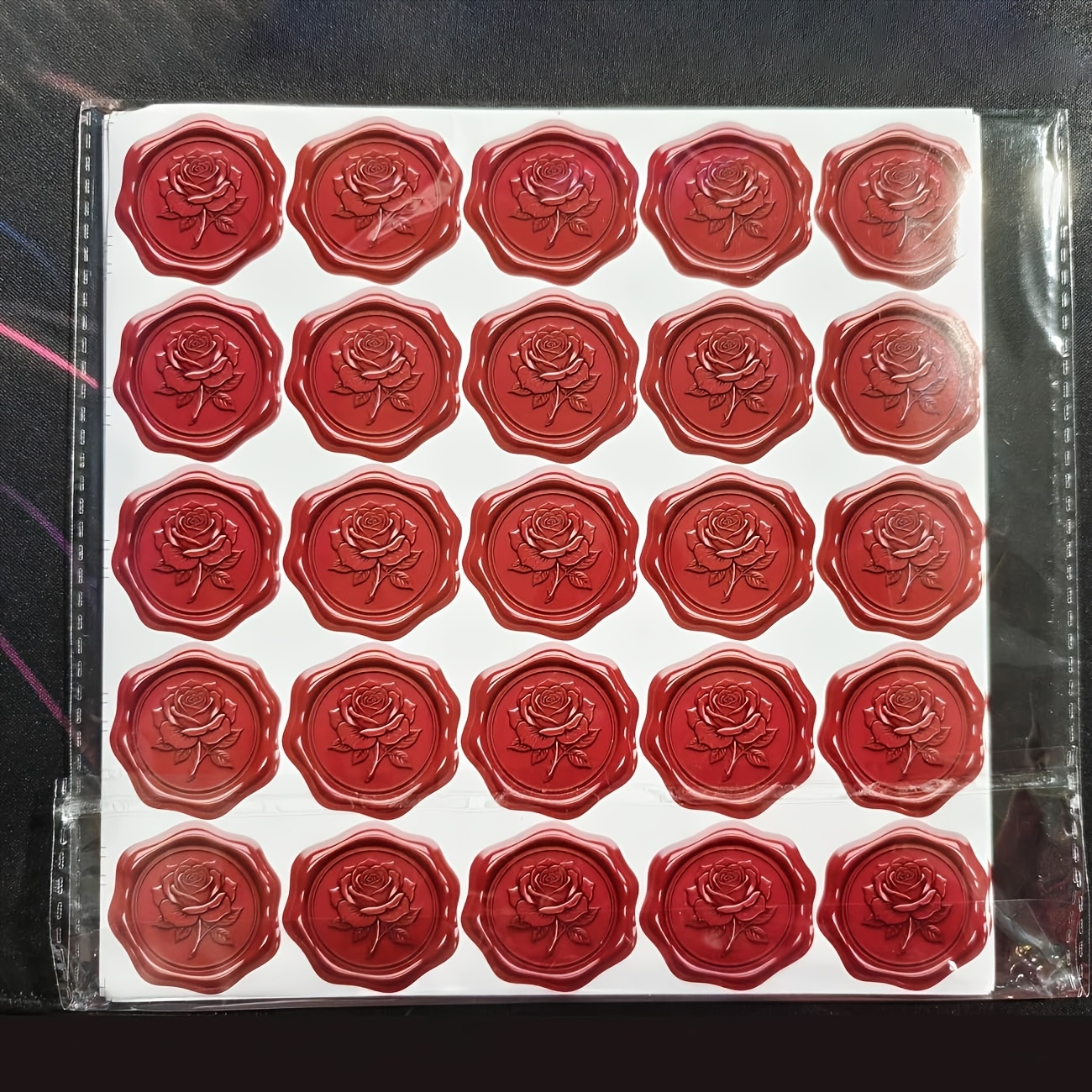 TEMU 100 Stickers Per Pack, 3.5cm Red Rose Wax Seal Sticker, Holiday Stickers, Suitable For Office Decoration, Office Labels, Envelope Sealing, Party