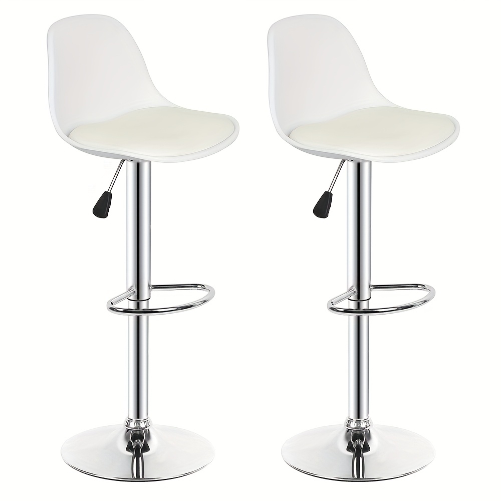 TEMU Two-piece Bar Chair Leather Bar Stool Height Adjustable Swivel Bistro Stool White