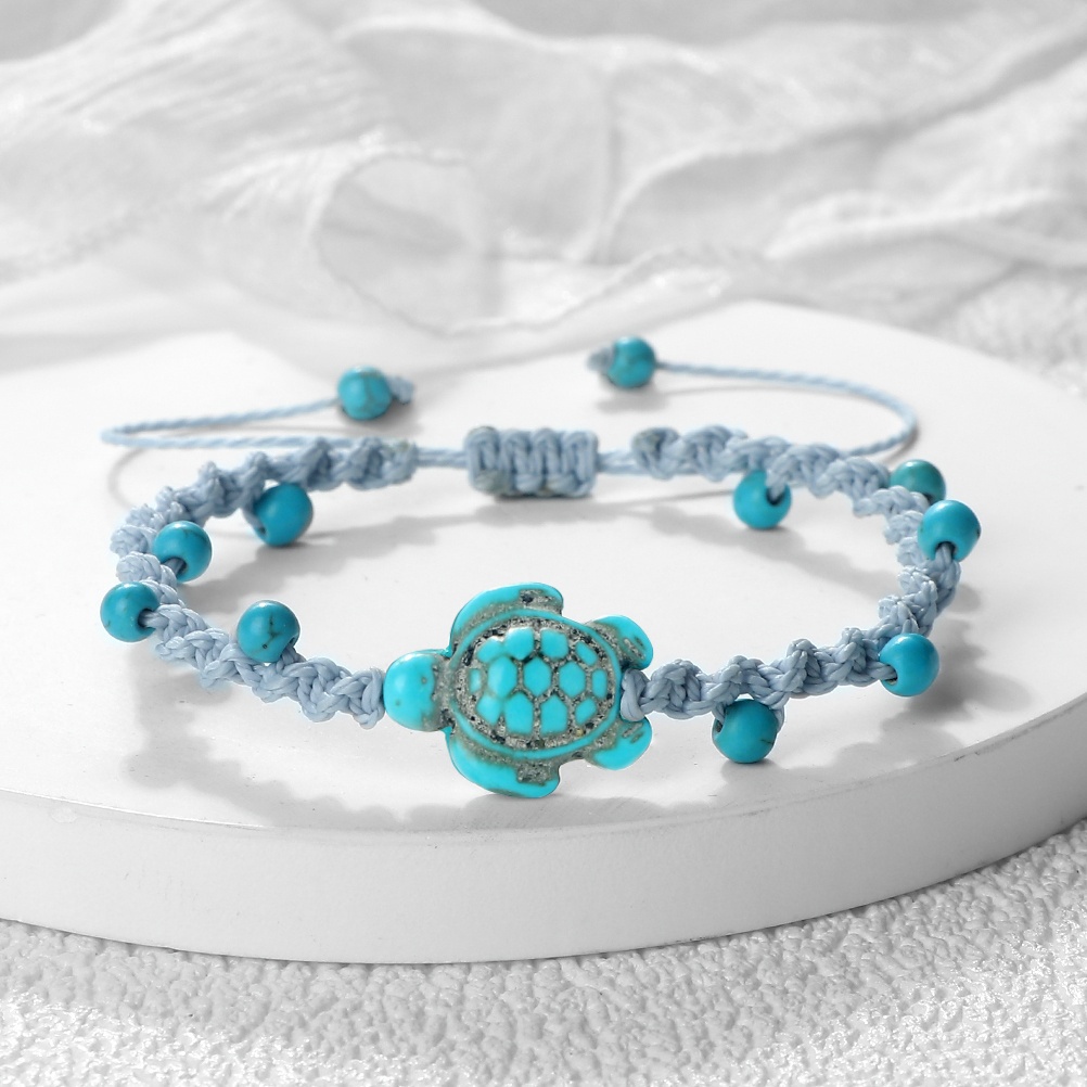 Friendship Sea Turtle Bracelet with Turquoise Beads