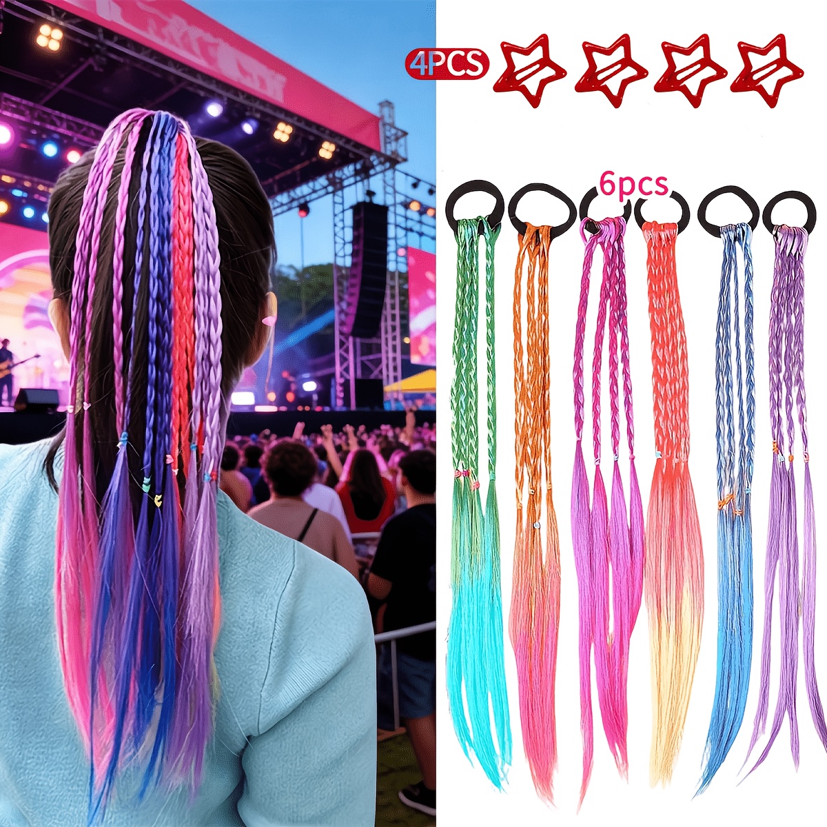 TEMU Set di 10 parrucche intrecciate sfumate e fermagli per capelli a - Dolci aggiunte per capelli dreadlock in stile Y2K cool, che mettono in la