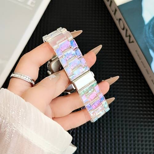 watch band resin watch band for iwatch 8 7 6 5 1 se 42mm 44mm 45mm 49mm 38mm 40mm 41mm folding clasp with adjuster