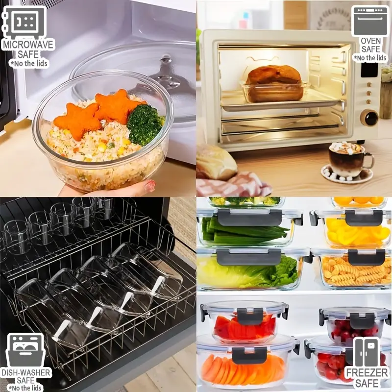 12 lids 12 containers stackable 24pcs glass food container multi purpose meal prep and pantry with airtight lids oven microwave refrigerator and dishwasher safe durable space saving design heating and organization Product details 0
