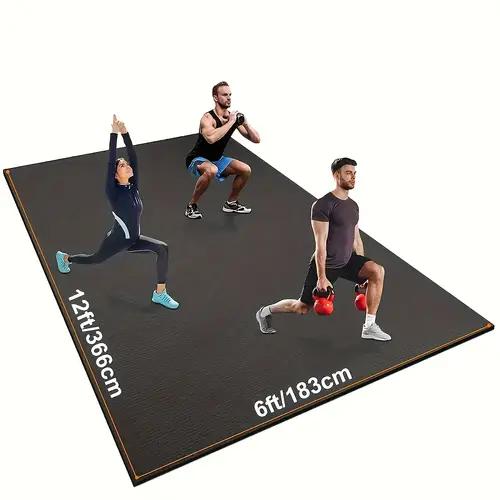 extra thick 12x6 large exercise mat for home workouts high density shoe friendly gym mat for cardio jump rope mma weights black