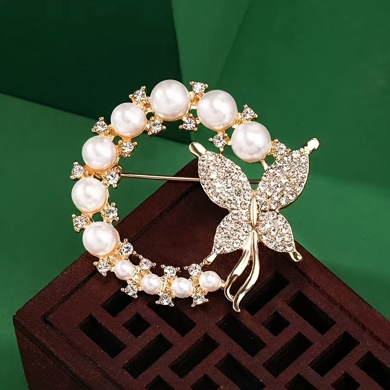 TEMU Broche de con perla de , accesorio de pasador de ramillete de para mujer, estilo , exquisito y elegante, estilo versátil, regalo de Navidad