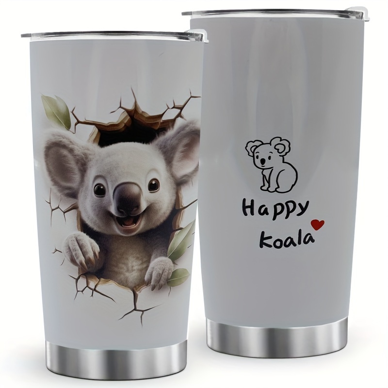 

1pc Koala 20 Oz Stainless Steel Tumbler Cover Koala Vacuum Insulated Coffee Cup Gift From Animal Lovers Travel Cup