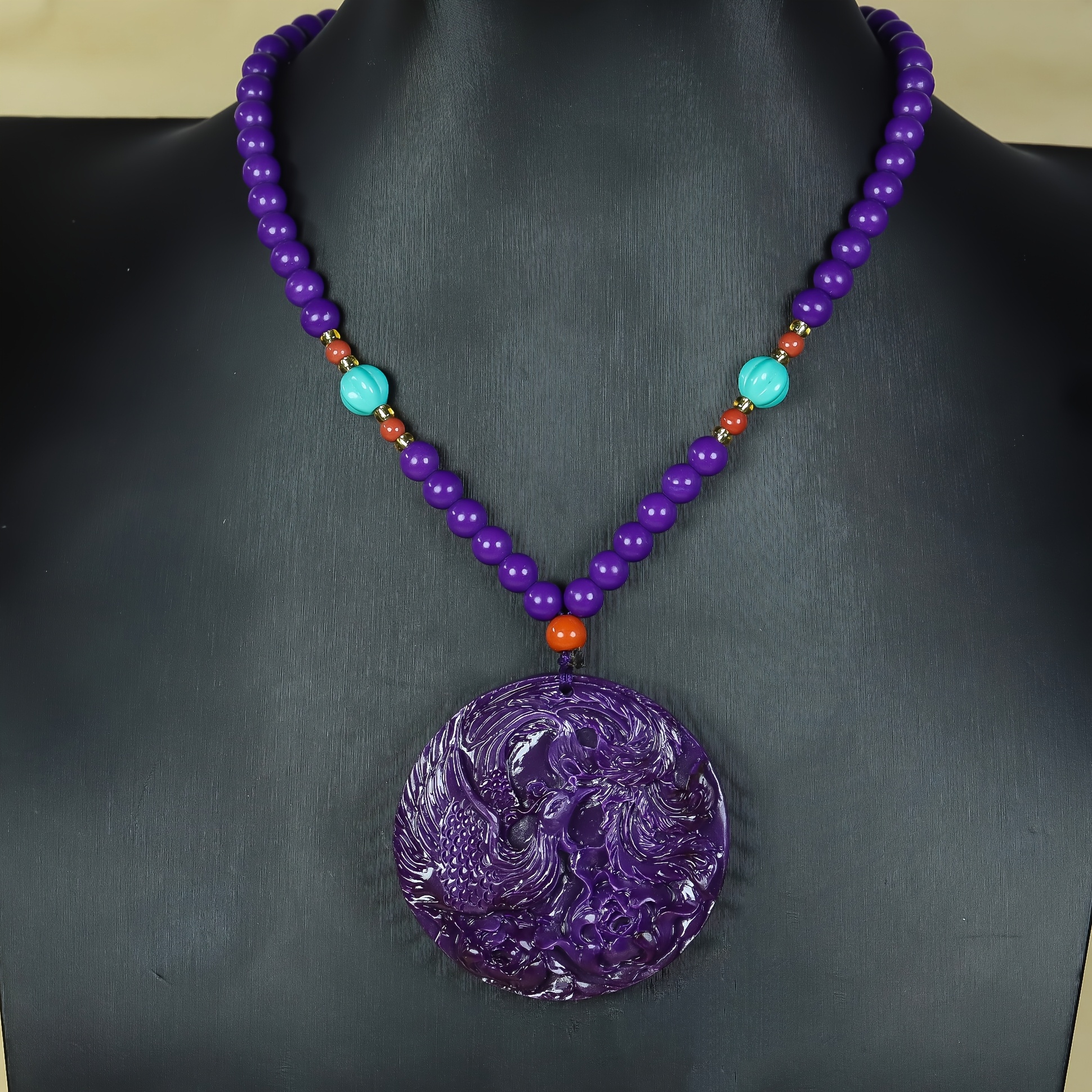 Natural Stone Purple Musgravite Phoenix Pendant Necklace