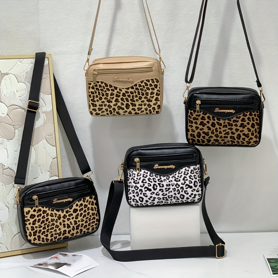 

[modern ] Stylish Women's Leopard Print Crossbody Bag With Adjustable Strap - Versatile Shoulder Bag For Casual , Office, And Daily - Includes Phone Pocket And Coin Purse - Black, Small Crossbody Bag