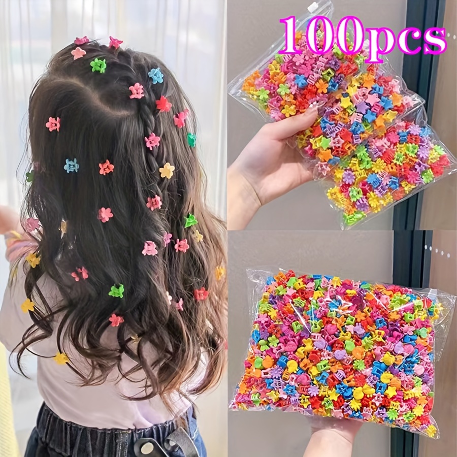 

Approximately 100pcs Girls' Small Hair Grab Mini Exquisite Small Side Hair Clip Candy Color Broken Hair Card Bangs Clip