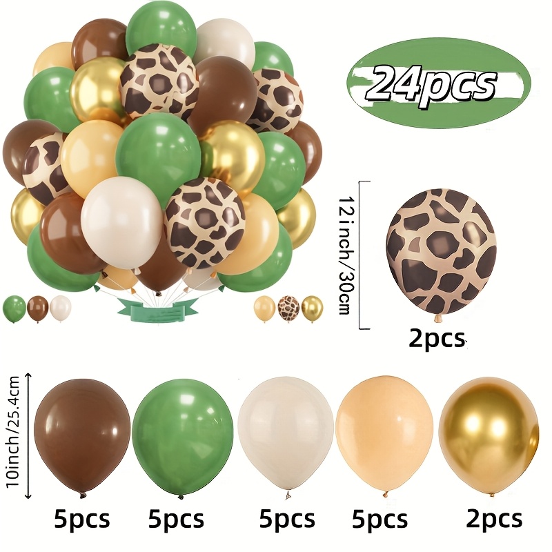 TEMU 24 globos de látex y globos con estampado de animales con temática de , adecuados para temática de , bautizo, , de bebé, de , familiar con