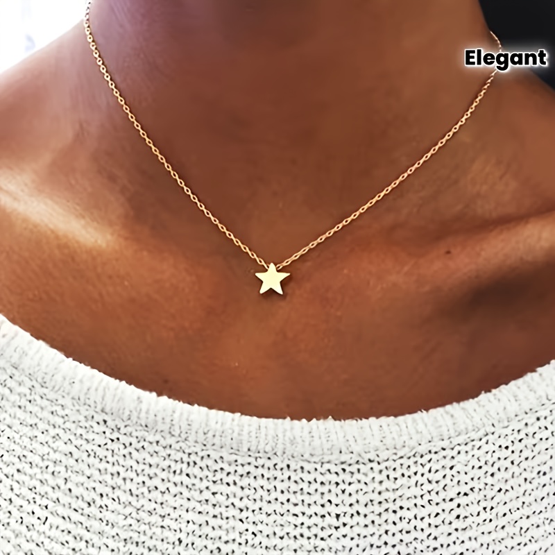 Image of European And Stainless Steel Thickened Star Pendant Clavicle Sweater Necklace, Versatile Gift, Suitable For Men And Women