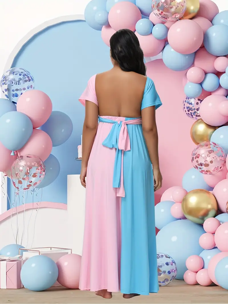 maternity dress photoshoot colorblock cross wrap split gown - Temu Netherlands maternity dress photoshoot colorblock cross wrap split gown - Temu Netherlands