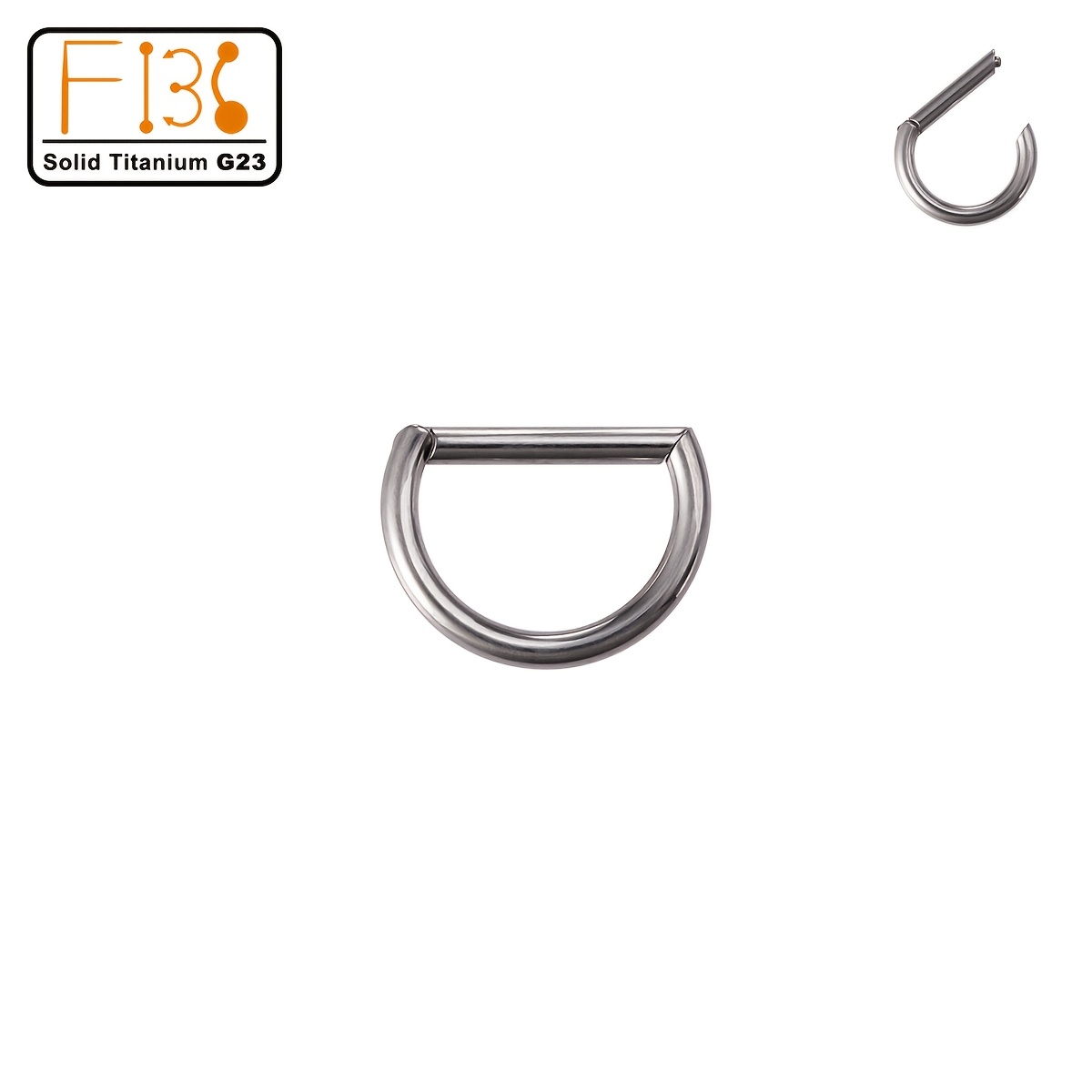 TEMU 1pc Titanium D-shaped Nose Piercing Jewelry, 16g Clicker Septum Daith Body Piercing Jewelry For Women Men Cartilage Helix Stud Earring