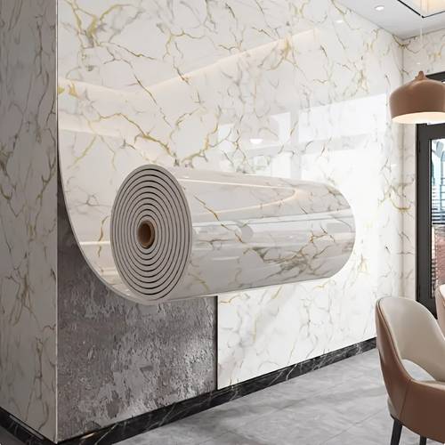 a roll of wall stickers that are self and feature a 3d marble design peel and stick tile decals are perfect for concealing unsightly peeling walls in areas like the living room kitchen backsplash or bathroom are made of