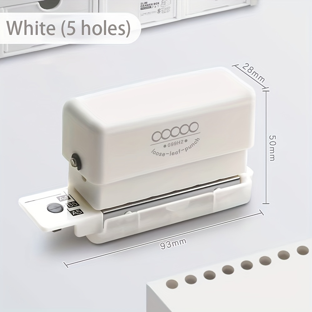 TEMU 1pc Mini Perforatrice Manuelle 5 Trous, les Perforations de 20/26/30 Trous, Taille des Trous 5,5 mm, Adaptée aux Carnets A4/A5/B5, pour la