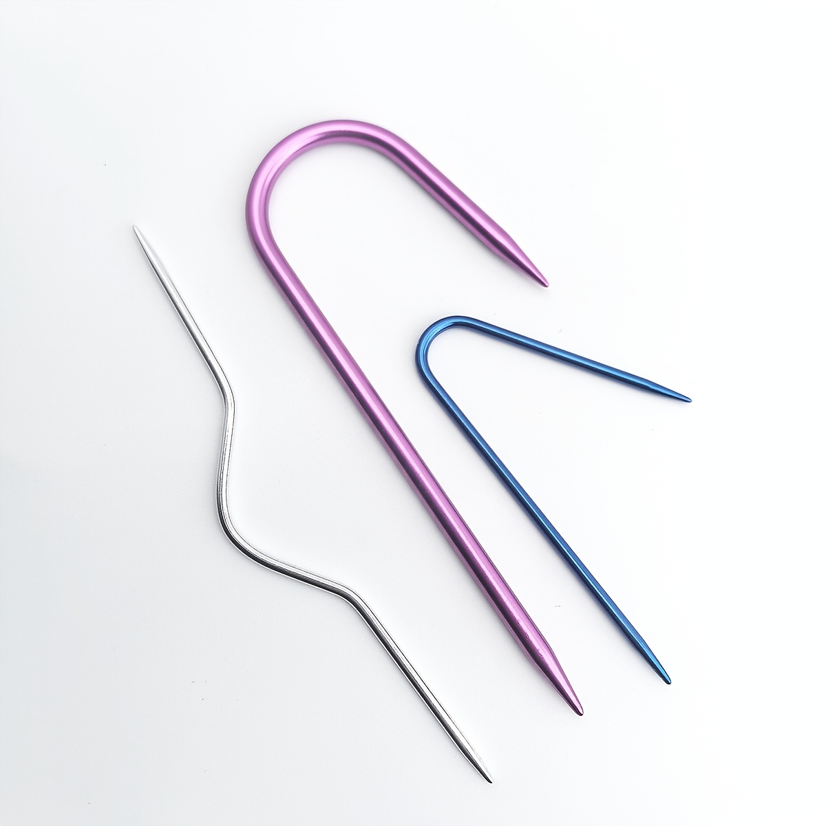 3pcs U-shaped Aluminum Knitting Needles Set - Crochet Hooks, Twist Sewing Needles, Pins For Sweater Weaving And Handcrafts