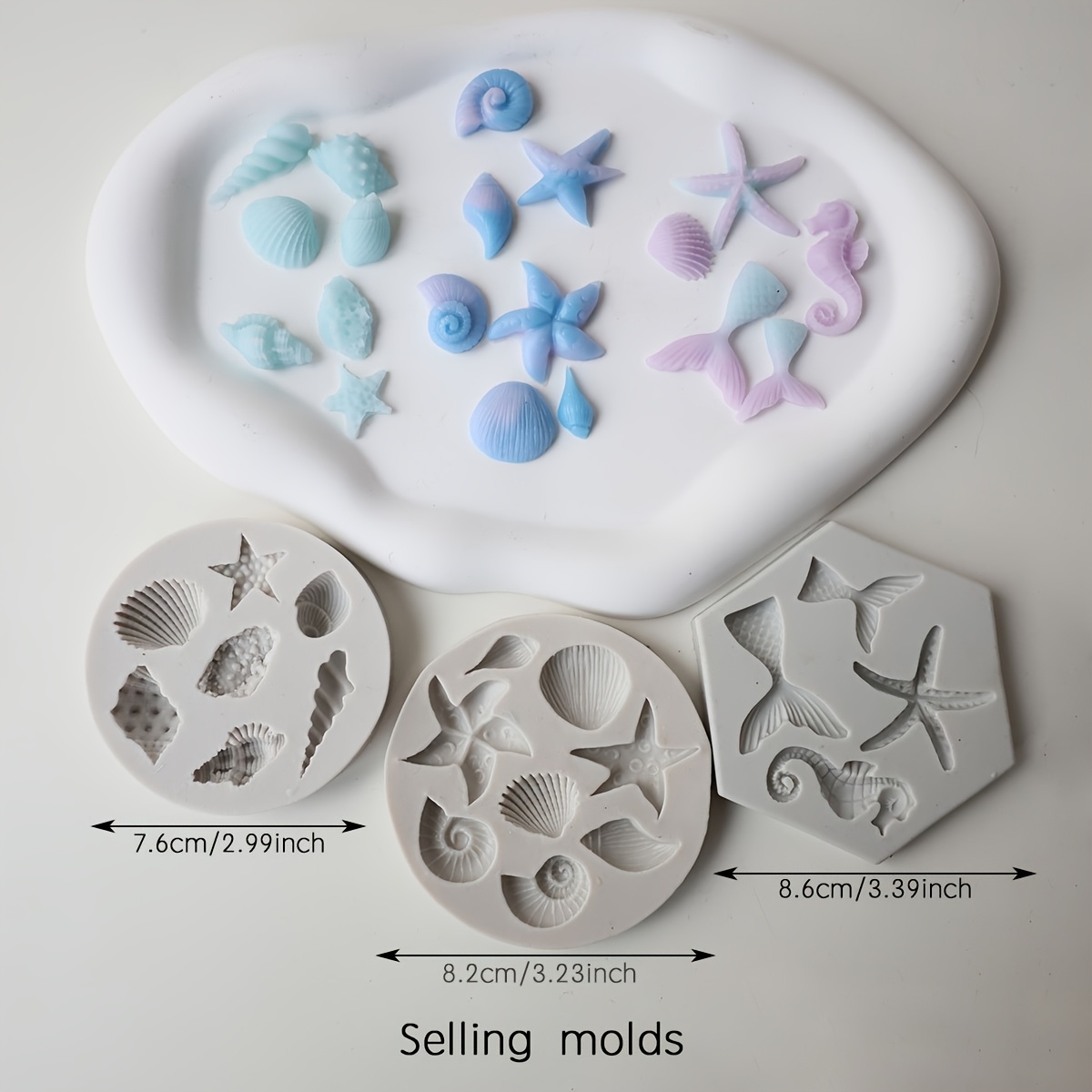 E-shop 3er-Set Mini-Shell-Serie Silikonformen, Mini Handgemachte Aromatherapie-Kerzen DIY Herstellungsformen, Silikonformen für die Herstellung von