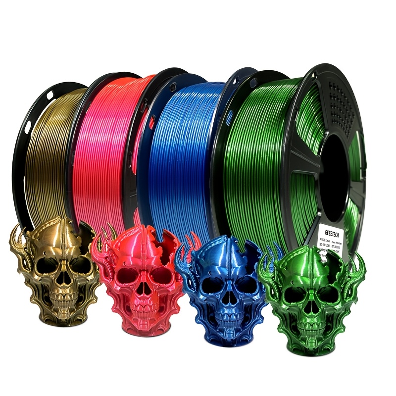 Image of Geeetech Petg Metallic 1.75mm Filament 4kg Pack, 4 X 1kg Spools, Shiny Metal-like End, Tough And Durable, Low Warping, Consistent Extrusion, 3d Printing Filament For Most Fdm Printers