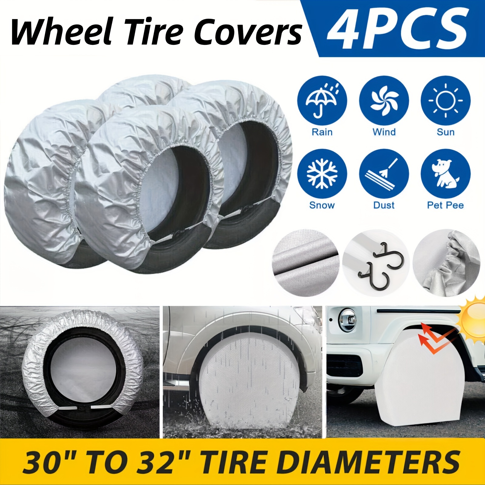 

4pcs Tire , Set, 30"- 32" Trucks Trailers Campers Suv Accessories