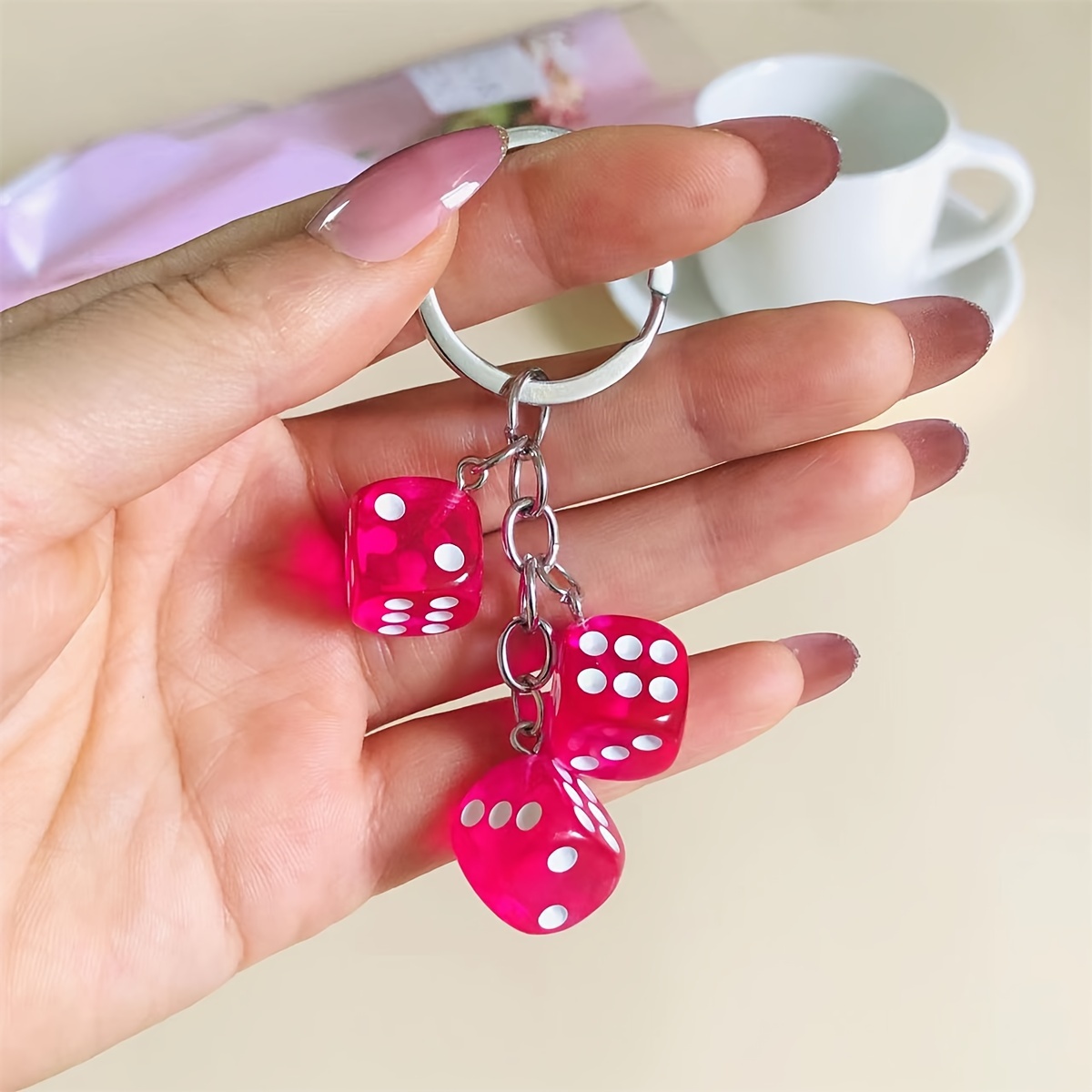 a multi colored dice keychain 1 3cm resin three dimensional - Temu
