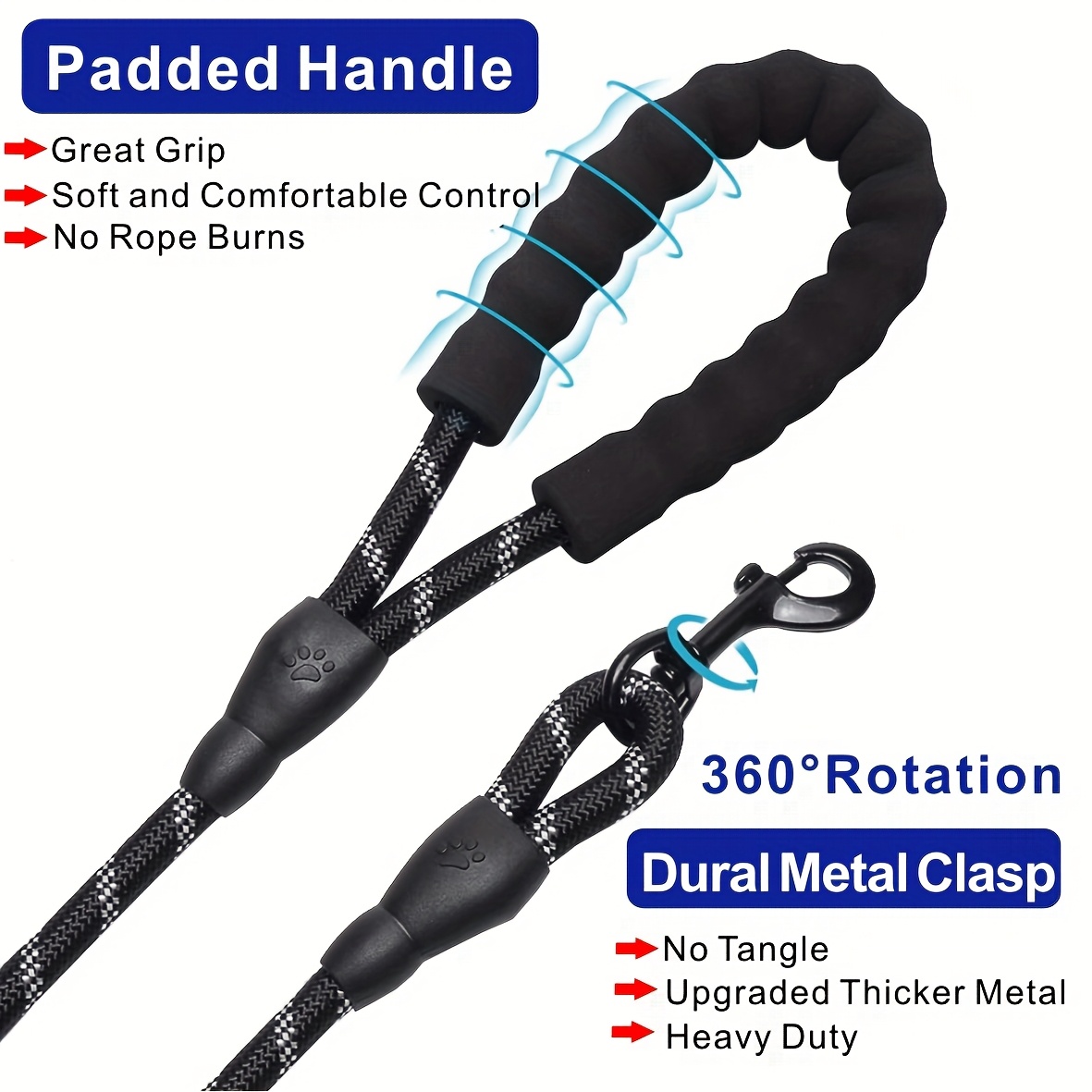 Reflective Breathable Dog Collar and Lead Set, Adjustable Leash