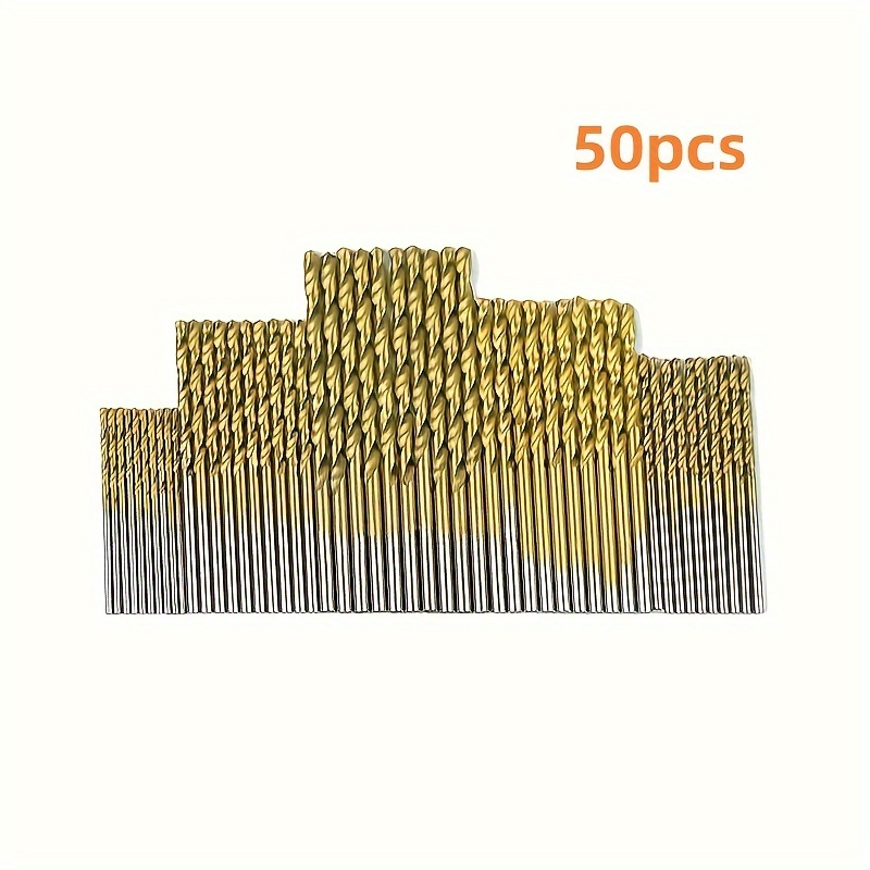 TEMU 50pcs Titanium-coated Steel Drill Bit Set With 135Â° Tip, Hex Shank & Storage Case - Ideal For Steel, Aluminum, Copper & Alloys, Sizes 1/16 To