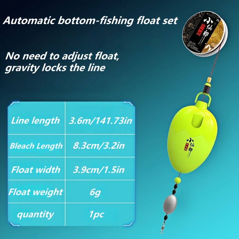 1 Automatic Bottom Finder Float Set, To Adjust - Wind And Wave Resistant, Long Casting , Suitable For Rods And Sea Poles, New Upgraded Auto Bottom Fishing Float Kit