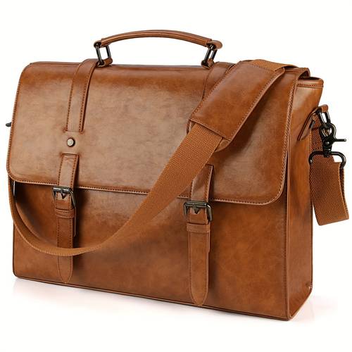 ludardy pu leather mens crossbody vintage 15 6 inch laptop briefcase large satchel shoulder bag vintage office college computer laptop bag